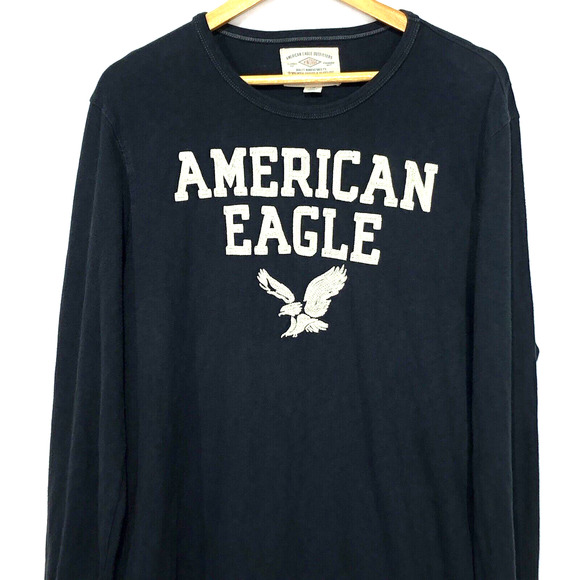 American Eagle Outfitters Mens Size Large Embroidered Logo Eagle Long Sleeve Tee - Picture 2 of 8